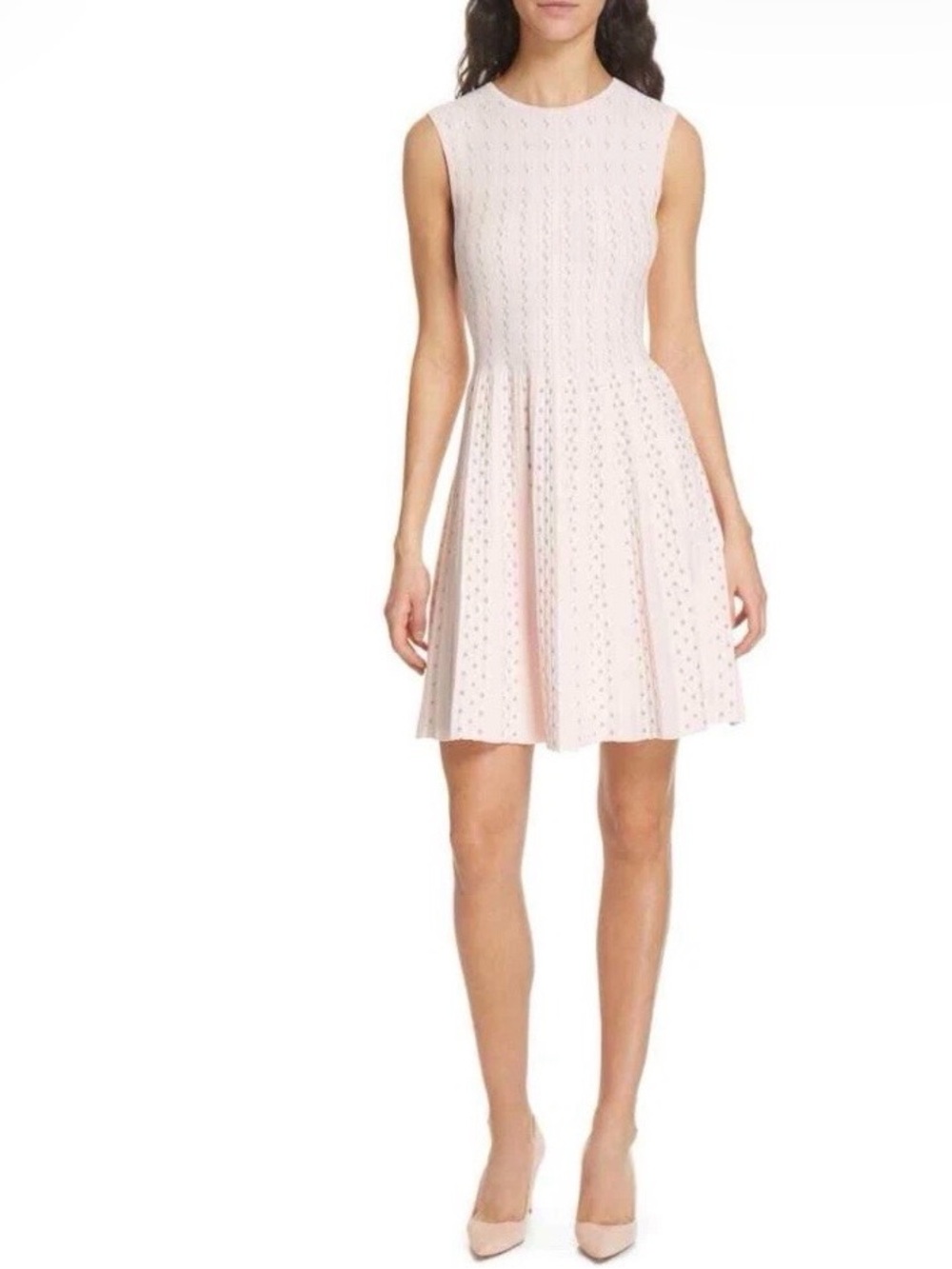 Ted Baker London Blush Pink Fit-and-Flare Dress Rose Gold UK 1 / US 4